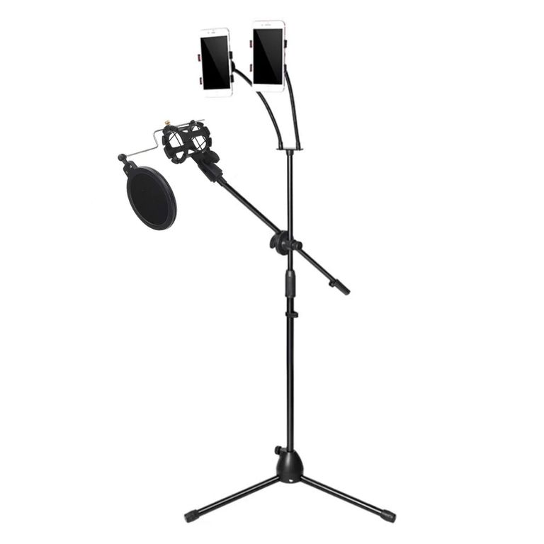 Tripode para Microfono 170cm con Doble Soporte Celular Flexible Araña