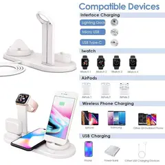 GENERICO - Cargador Inalámbrica Base Estación Carga 4 en 1Celular SmartWatch