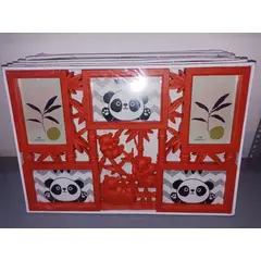 GENERICO - Portafotos Portaretratos Panda 5 Fotos Rojo