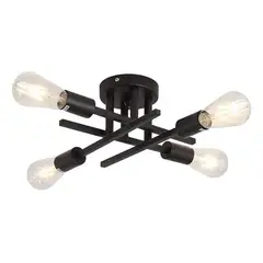HOME NEAT - Lámpara de techo moderna metálica de 4 focos - Negro