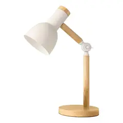 HOME NEAT - Lámpara de Escritorio Clásica Lámpara de Mesa Ajustable Madera Blanco