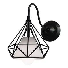 HOME NEAT - Lámpara de Pared Jaula de Diamante Metal Pirámide Tubo Doblado Negro