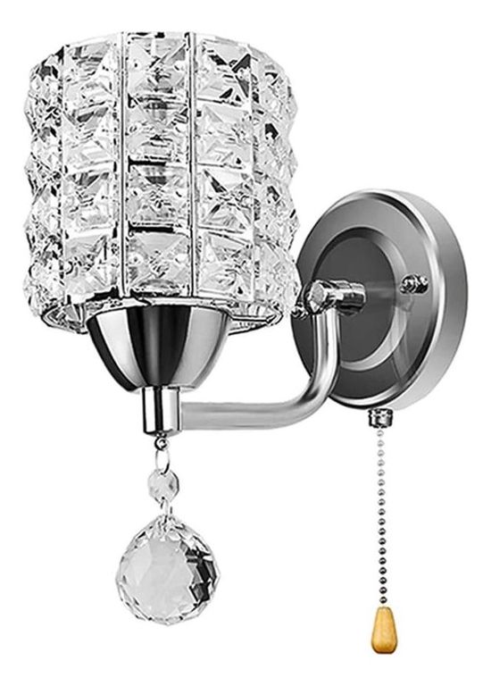 Lámpara de pared de cristal moderna con interruptor e27 plata