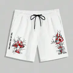 YANSUS - Short Hombre Blanco Algodón Estampado Hongo