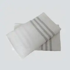 SLEEPER - Pack de 02 Toallas Mano Bahamas Blancas con cenefa Gris