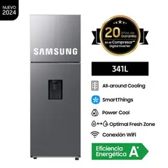 SAMSUNG - Refrigeradora Top Mount Freezer 341LT con Dispensador Silver_.