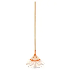 Truper - Escoba metálica para jardín, curva, 22 dientes redondos, mango 48" COD 14324