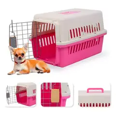 GENERICO - Kennel Transportador L50 Jaula Rosado Gatos y Perros