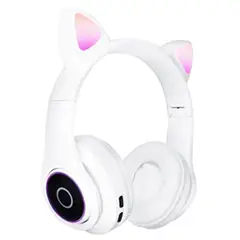 GENERICO - Audífono Bluetooth Gato Blanco Vincha con Luz Led M2