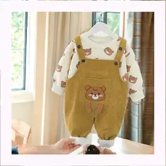 GENERICO - Ropa para niño Bebe de 2 Piezas Osito Pandita ( Polera + Overoll )