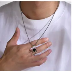 GENERICO - Collar Cadena de Acero Inoxidable Plateado Triangulo