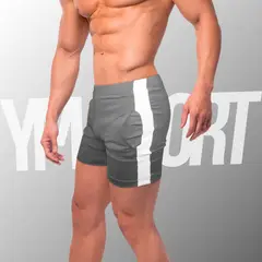 YML SPORT - Short de Entrenamiento Hombre - Short GYM Plomo -
