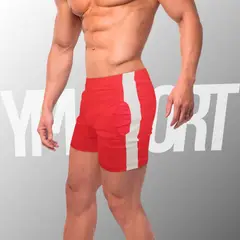 YML SPORT - Short de Entrenamiento Hombre - Short GYM Rojo -