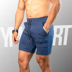 YML SPORT - Short Fitness Hombre Azul Marino - Short GYM -