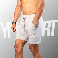 YML SPORT - Short Fitness Hombre Blanco - Short GYM -