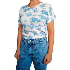 GENERICO - Blusa Mujer Kimono diseño Dragones - Blanco