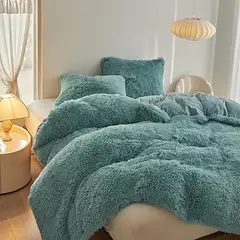 GOLDEN - EDREDÓN PIEL DE OSO DE 2 PLAZAS + 2 FUNDAS DE ALMOHADA CEMENTO