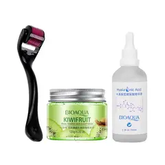 BIOAQUA - Gel Exfoliante Facial + Derma Roller + Serum Acido Hialuronico