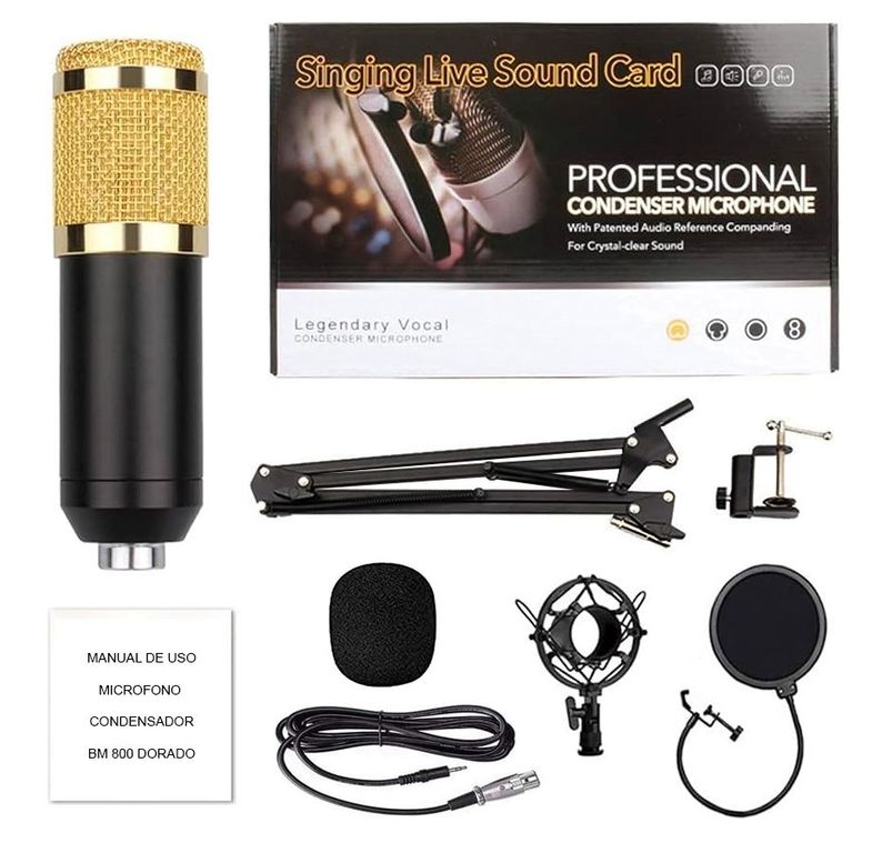 USB Gaming Microphone Streaming Podcast PC Micrófono Condensador Gold