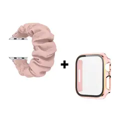 GENERICO - Correa Elástica + Case Bumper Metalizado Para Apple Watch 44mm - Nude