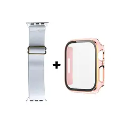 GENERICO - Correa Nylon Blanco + Case Bumper Para Apple Watch 45mm Nude