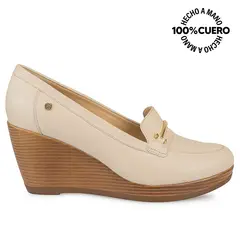 VIALE - Zapato Mocasín Casual LINDA-2420 Vainilla Cuero