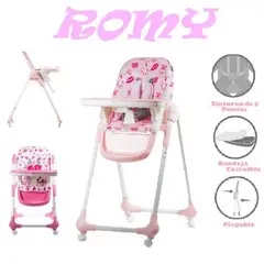 HI BABY - SILLA DE COMER EBABY «ROMY ORIGINAL» ROSADO BEBE