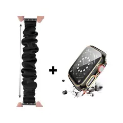 GENERICO - Correa Elástica + Case Bumper Metalizado para Apple Watch 40mm - Negro