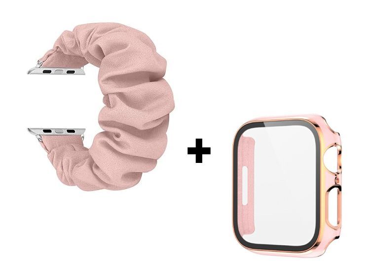 Correa Elástica + Case Bumper Metalizado para Apple Watch 44mm - Nude
