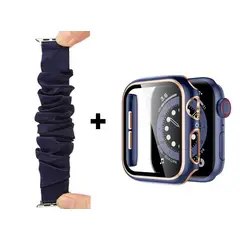GENERICO - Correa Elástica + Case Bumper Metalizado para Apple Watch 40mm - Azul
