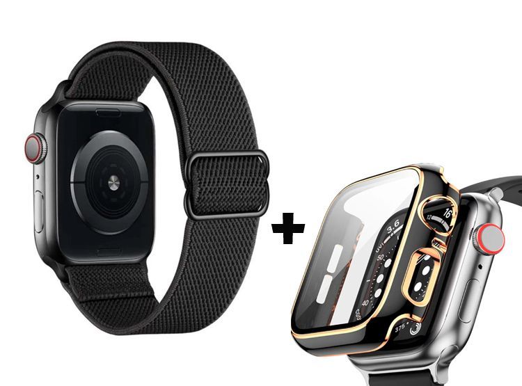 Correa Nylon + Case Bumper para Apple Watch 44mm - Negro