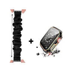 GENERICO - Correa Elástica + Case Bumper Metalizado para Apple Watch 42mm - Negro