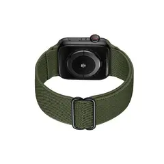 GENERICO - Correa Nylon Elastica para Apple Watch 45mm - Verde Miltar