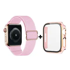 GENERICO - Correa Nylon + Case Bumper para Apple Watch 45mm - Rosa