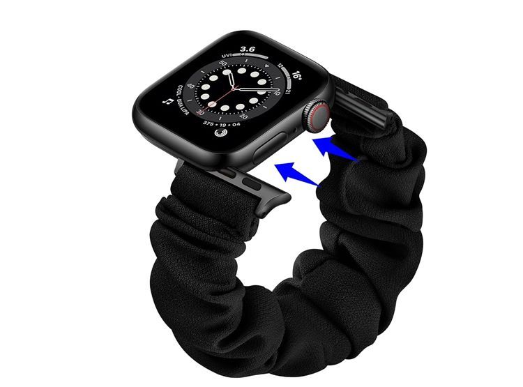 Correa Para Apple Watch 45mm Premium Scrunchies Elástica - Negro