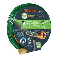 TRUPER - Manguera 5/8" reforzada 3 capas 15 m conexiones de metal