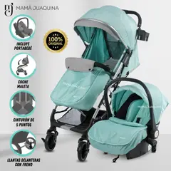 EBABY - Coche de Paseo Maleta «DOLCE PRAGA» con Portabebé Turquesa
