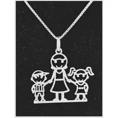 FERNANDA ROMERO JOYAS Y ACCESORIOS - Collar "Mamá Niño y Niña" elaborado en Plata Nacional