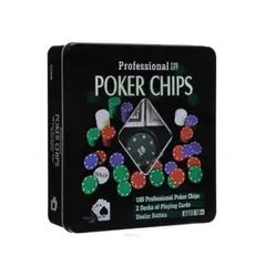 GENERICO - SET DE POKER 100 FICHAS DE POKER EN CAJA METAL