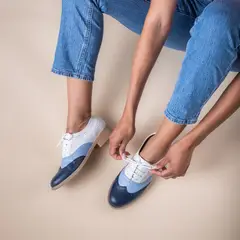 KAWKI - ZAPATOS DE MUJER OXFORD DIVERSION AZUL CELESTE BLANCO