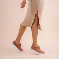 KAWKI - ZAPATOS DE MUJER DERBY FORTALEZA CAMEL