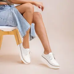 KAWKI - ZAPATOS DE MUJER DERBY AMOR BLANCO