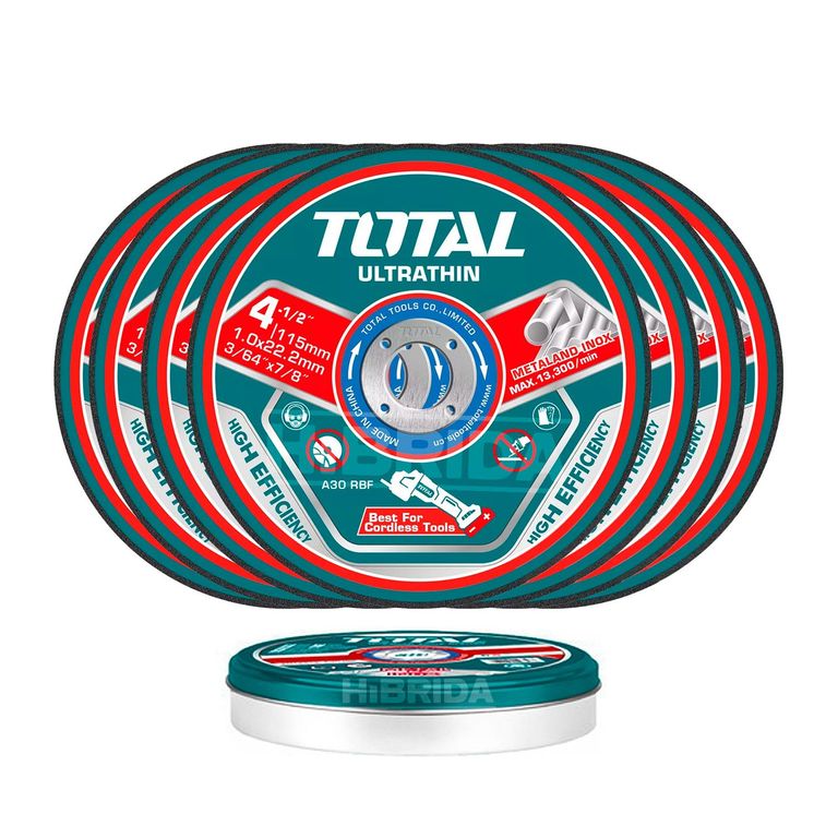 DISCO CORTE METAL 4½ TOTAL X25 AMOLADORA ESMERIL - TAC11011525