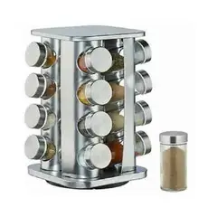 GENERICO - Condimentero Giratorio Especiero 16 piezas Inox cuadrado