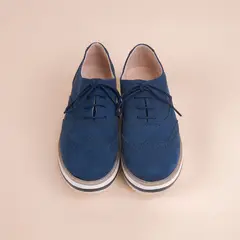 KAWKI - ZAPATOS DE MUJER OXFORD EJECUTIVA AZUL