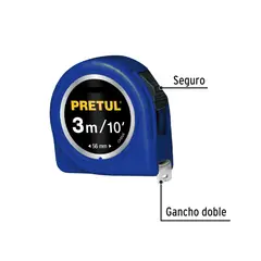 PRETUL - Wincha Cinta Métrica 3 metros Azul