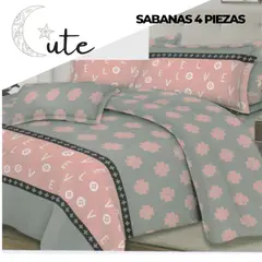 CUTE - JUEGO DE SÁBANAS DE 2 PLAZAS