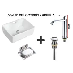 GENERICO - COMBO DE LAVATORIO GRIFERIA CASCADA + JABONERA+ DESAGUE CROMADO