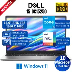 DELL - Laptop 15 DC15250 15.6" FHD IPS ,Core i5-1334U, 13va Gen,Ram 8GB, SSD 512GB,Win 11 Pro