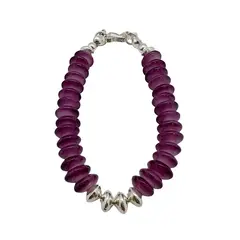 GENERICO - Pulsera Cristal Morado - Plata